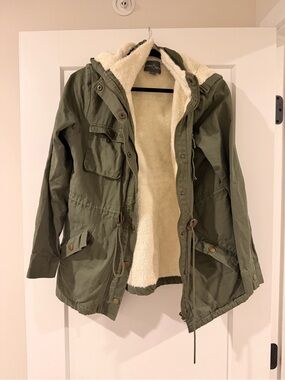 Green fleece lined utility coat